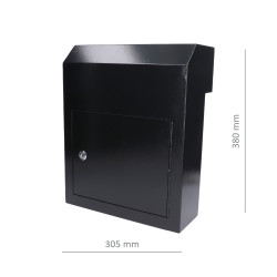 Schránka poštová (380x305x150mm), hrúbka 1.5mm), max. formát listu: A4, farba: Prášková čierna Schránka poštová (380x305x150mm), hrúbka 1.5mm), max. formát listu: A4, farba: Prášková čierna